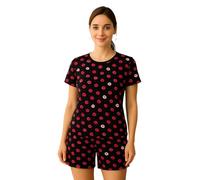 Gift Hub Women Short Pyjama Set | Ladies Summer Pyjamas | Lightweight PJs with Top & Bottom | Soft Cotton Nightwear for Women | UK Pyjama Sets for Sleep & Lounge | Lips Print X-Large