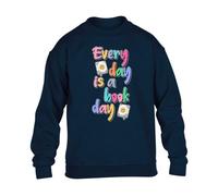 Gift Hub World Book Day Every Day is a Book Day Kids SweatShirt Funny Festive Boys Retro Aesthetic Reading Superpower Cozy Girls Graphic School eventGift Sweat Navy Blue - Youth X-Small (Age 3-4)