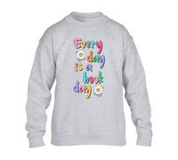 Gift Hub World Book Day Every Day is a Book Day Kids SweatShirt Funny Festive Boys Retro Aesthetic Reading Superpower Cozy Girls Graphic School eventGift Sweat Sport Grey - Youth Large (Age 9-11)