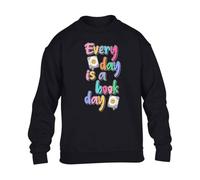 Gift Hub World Book Day Every Day is a Book Day Kids SweatShirt Funny Festive Boys Retro Aesthetic Reading Superpower Cozy Girls Graphic School eventGift Sweat Black - Youth Large (Age 9-11)