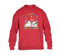 Gift Hub World Book Day IT'S A GOOD DAY TO READ A BOOK Kids SweatShirt Funny Festive Aesthetic Boys Sarcastic Rumor Girls Happy Floral Cheerful School EventGift Sweat Red - Youth Large (Age 9-11)