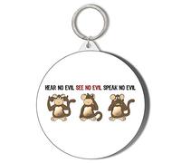 Gift Insanity 3 WISE MONKEYS LARGE 58mm ROUND KEYRING