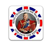 Gift Insanity 55mm x 55mm Square Magnet to Commemorate King Charles III Coronation - God Save The King Union Jack