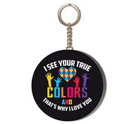 Gift Insanity AUTISM AWARENESS I SEE YOUR TRUE COLOURS AND THAT'S WHY I LOVE YOU 58mm LONG CHAIN KEYRING
