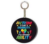 Gift Insanity AUTISM IS NOT A DISABILITY IT'S A DIFFERENT ABILITY 45mm CHAIN KEYRING BOTTLE OPENER