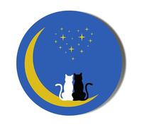 Gift Insanity BLACK AND WHITE CAT SILHOUETTE WITH A BLUE MOON - 38mm Small Badge