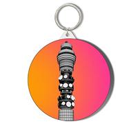Gift Insanity BT (BRITISH TELECOM) TOWER - POP ART - ORANGE BACKGROUND - 58mm Keyring