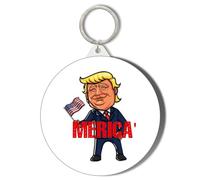 Gift Insanity CARTOON DONALD TRUMP WAVIN G AMERICAN FLAG SHORT CHAIN KEYRING BOTTLE OPENER