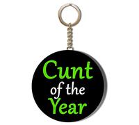 Gift Insanity CUNT OF THE YEAR - GREEN WRITING - BLACK BACKGROUND - 55mm Keyring Bottle Opener
