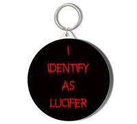 Gift Insanity DEVIL WORSHIP - I IDENTIFY AS LUCIFER - BLACK BACKGROUND 45mm Small Keyring