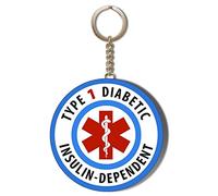 Gift Insanity DIABETES TYPE 1 INSULIN DEPENDENT 58mm LONG CHAIN KEYRING, White