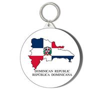 Gift Insanity DOMINICAN REPUBLIC FLAG MAPPED LARGE 58mm ROUND KEYRING