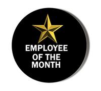 Gift Insanity EMPLOYEE OF THE MONTH BLACK GOLD STAR 45mm novelty badge