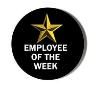 Gift Insanity EMPLOYEE OF THE WEEK BLACK GOLD STAR 58mm novelty badge