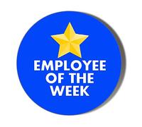 Gift Insanity EMPLOYEE OF THE WEEK GOLD STAR ON BLUE 77mm novelty badge