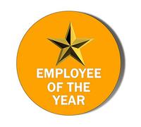 Gift Insanity EMPLOYEE OF THE YEAR GOLD STAR ORANGE BACKGROUND 58mm Large Novelty Badge