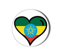 Gift Insanity ETHIOPIA FLAG HEART SHAPED DESIGN Fridge Magnet 45mm Round Diameter Novelty Magnet