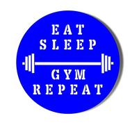 Gift Insanity GYM BODYBUILDING - EAT SLEEP GYM REPEAT - BLUE BACKGROUND - 77mm Extra Large Badge