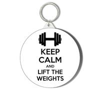 Gift Insanity GYM MOTIVATION - WEIGHTS - KEEP CALM AND LIFT THE WEIGHTS - 45mm Short Chain Mirror Keyring
