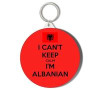 Gift Insanity I AM ALBANIAN AND CANNOT KEEP CALM 45mm Short Chain Mirror Keyring
