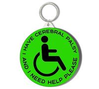 Gift Insanity I HAVE CEREBRAL PALSY AND I NEED HELP PLEASE, WHEELCHAIR, GREEN BACKGROUND 45mm Short Chain Mirror Keyring