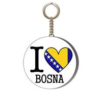 Gift Insanity I LOVE BOSNIA FLAG HEART SHAPED DESIGN OWN LANGUAGE 58mm CHAIN KEYRING BOTTLE OPENER