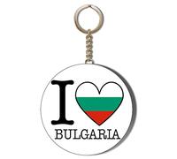 Gift Insanity I LOVE BULGARIA FLAG HEART SHAPED DESIGN 58mm LONG CHAIN KEYRING