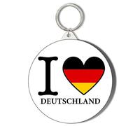 Gift Insanity I LOVE GERMANY FLAG HEART SHAPED OWN LANGUAGE 45mm Keyring
