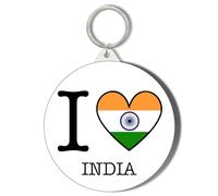 Gift Insanity I LOVE INDIA FLAG HEART SHAPED DESIGN 45mm Short Chain Mirror Keyring