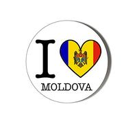 Gift Insanity I LOVE MOLDOVA FLAG HEART SHAPED OWN LANGUAGE 45mm NOVELTY BADGE