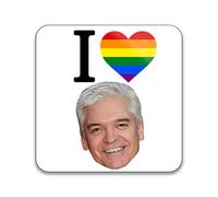 Gift Insanity I Love Philip Schofield Gay Pride Flag LGBT White 55mm x 55mm Square Fridge Magnet