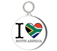 Gift Insanity I LOVE SOUTH AFRICA FLAG HEART SHAPED DESIGN 45mm Short Chain Mirror Keyring