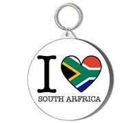 Gift Insanity I LOVE SOUTH AFRICA FLAG HEART SHAPED DESIGN LARGE 58mm ROUND KEYRING