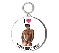 Gift Insanity I LOVE TOM SELLECK - TOM IN SEXY BLACK BRIEFS - 45mm Short Chain Mirror Keyring