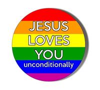 Gift Insanity JESUS LOVE YOU UNCONDITIONALLY RAINBOW LGBT 38mm Small Novelty Badge