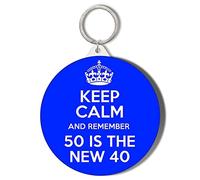 Gift Insanity KEEP CALM 50 IS THE NEW 40 BLUE BACKGROUND 45mm Keyring