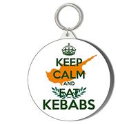 Gift Insanity KEEP CALM AND EAT KEBABS CYPRUS MAP 45mm Keyring