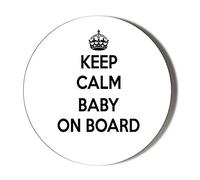 Gift Insanity KEEP CALM BABY ON BOARD WHITE BADGE CROWN 58mm Novelty Badge