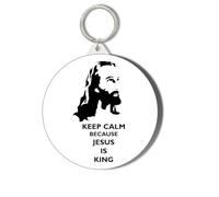 Gift Insanity KEEP CALM BECAUSE JESUS IS KING 45mm Short Chain Mirror Keyring