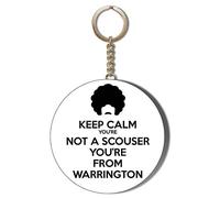 Gift Insanity KEEP CALM YOU'RE NOT A SCOUSER YOU'RE FROM WARRINGTON WHITE 58mm Long Chain KEYRING BOTTLE OPENER