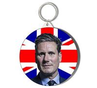 Gift Insanity KEIR STARMER FACE IN FRONT OF UNION JACK - VOTE LABOUR - 58mm Large Keyring