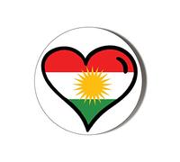 Gift Insanity KURDISTAN FLAG HEART SHAPED DESIGN Fridge Magnet 77mm Round Diameter Novelty Magnet