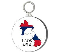 Gift Insanity LAOS FLAG MAPPED LARGE 58mm ROUND KEYRING