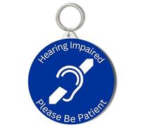 Gift Insanity MEDICAL ALERT BADGES - HEARING IMPAIRED PLEASE BE PATIENT - BLUE BACKGROUND - 45mm Keyring
