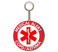 Gift Insanity MEDICAL ALERT COPD Chronic Obstructive Pulmonary Disease WHITE WRITING RED BACKGROUND 45mm CHAIN KEYRING