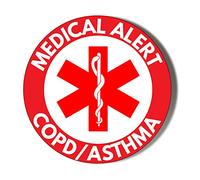 Gift Insanity MEDICAL ALERT COPD Chronic Obstructive Pulmonary Disease WHITE WRITING RED BACKGROUND 77mm Extra Large Badge