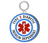 Gift Insanity MEDICAL ALERT DIABETES TYPE 2 INSULIN DEPENDENT BLUE 58mm Keyring