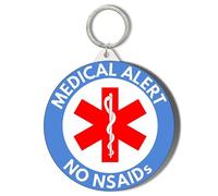 Gift Insanity MEDICAL ALERT STEROID - BLUE BACKGROUND - NO NSAIDS Non-steroidal anti-inflammatory drugs 45mm Keyring