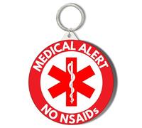 Gift Insanity MEDICAL ALERT STEROID - RED BACKGROUND - NO NSAIDS Non-steroidal anti-inflammatory drugs 58mm Keyring