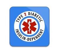 Gift Insanity Medical Alert Type 2 Diabetes Insulin Dependent 55mm x 55mm Square Fridge Magnet